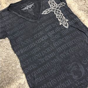 Vintage Affliction Dark Blue V-Neck Tee